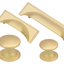 Windsor Satin Brass Cup Handle & Knob Collection available in selection of sizes