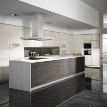 High Gloss bank of units, Island, and bulkhead. 