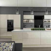 High Gloss Contemporary Kitchen Handleless large Island.