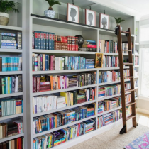 Home Library idea, tall contemporary shelving with ladder