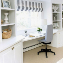 Home office idea classical white shaker style, shelving and storage